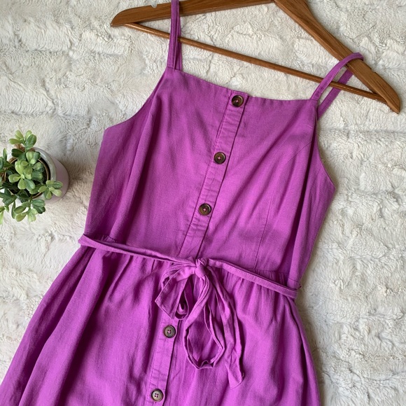 Old Navy purple button front eyelet hem midi dress - Picture 4 of 7